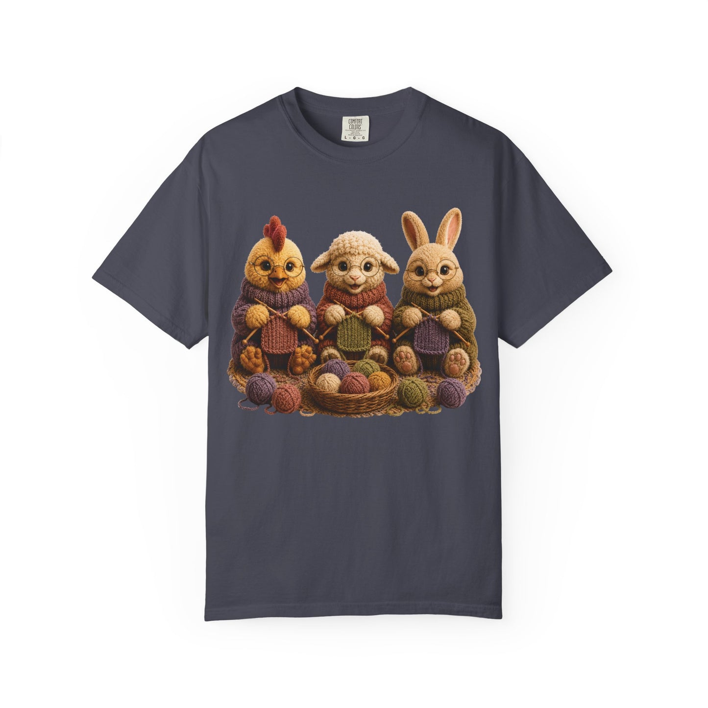 Chicken, Sheep, Bunny Knitting — Barnyard Stitch Club T‑Shirt