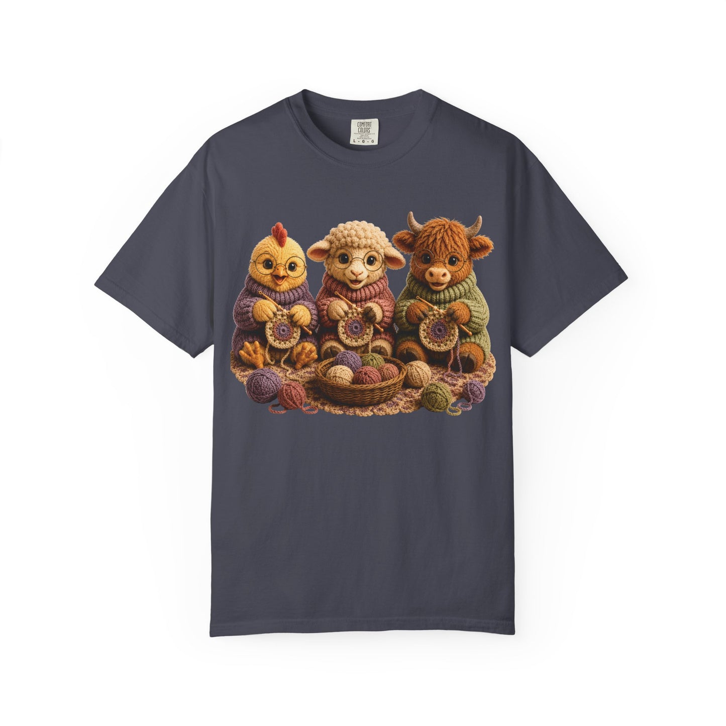 Chicken, Sheep, Hyland Cow Crocheting — Barnyard Stitch Club T-Shirt