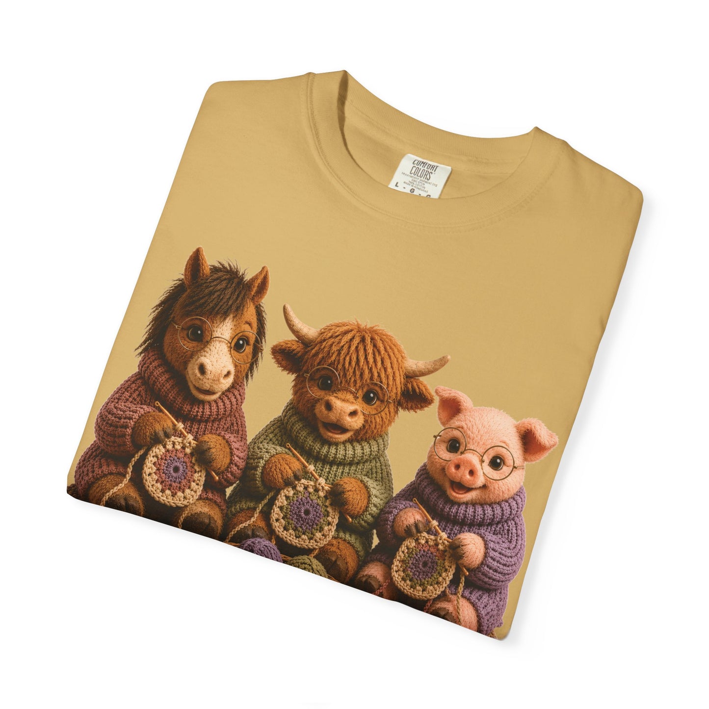 Horse, Hyland Cow, Pig Crocheting — Barnyard Stitch Club T‑Shirt
