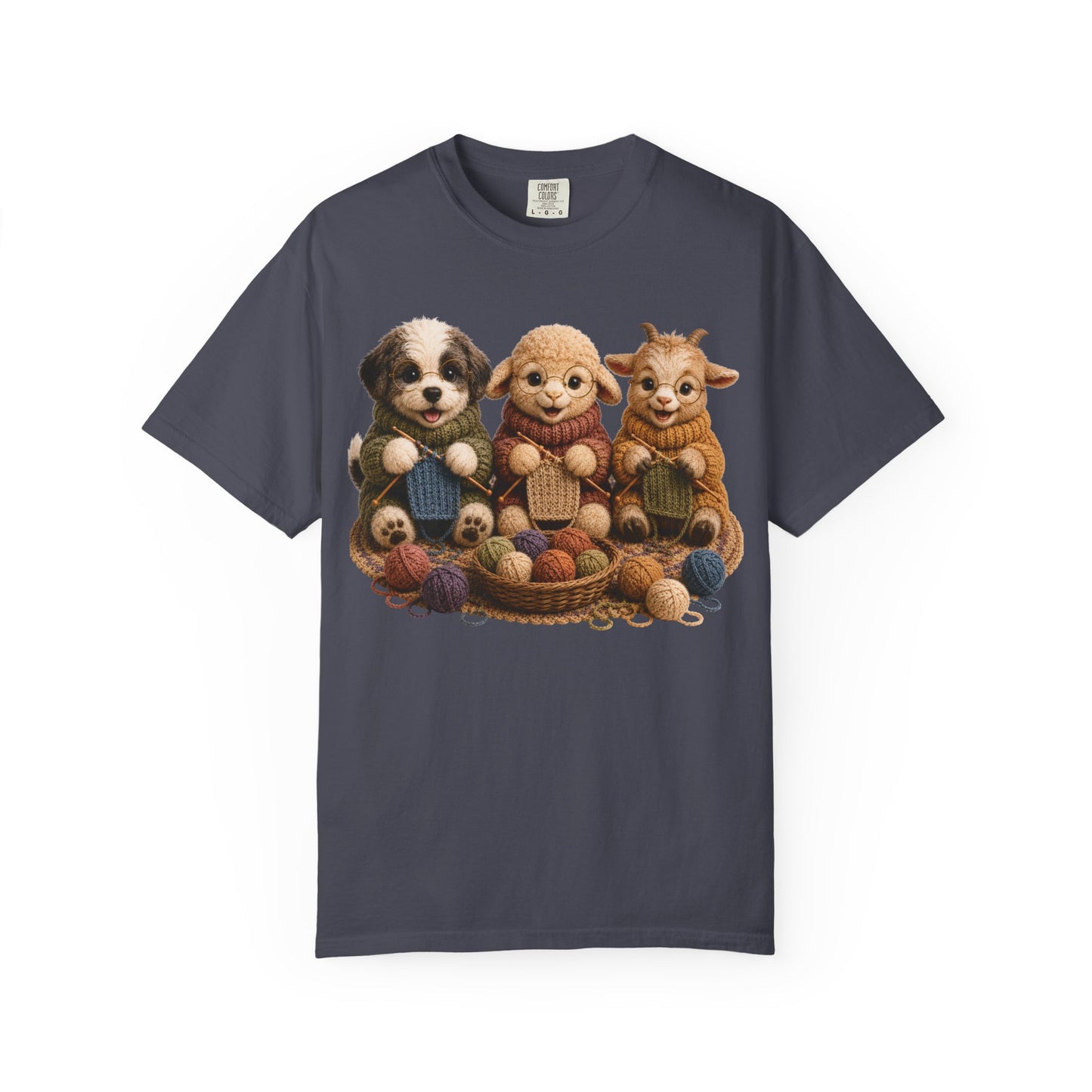 Sheep Dog, Sheep, Goat Knitting — Barnyard Stitch Club T‑Shirt