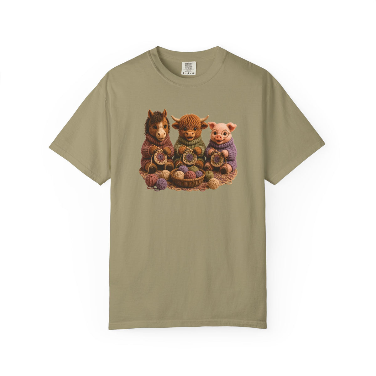 Horse, Hyland Cow, Pig Crocheting — Barnyard Stitch Club T‑Shirt