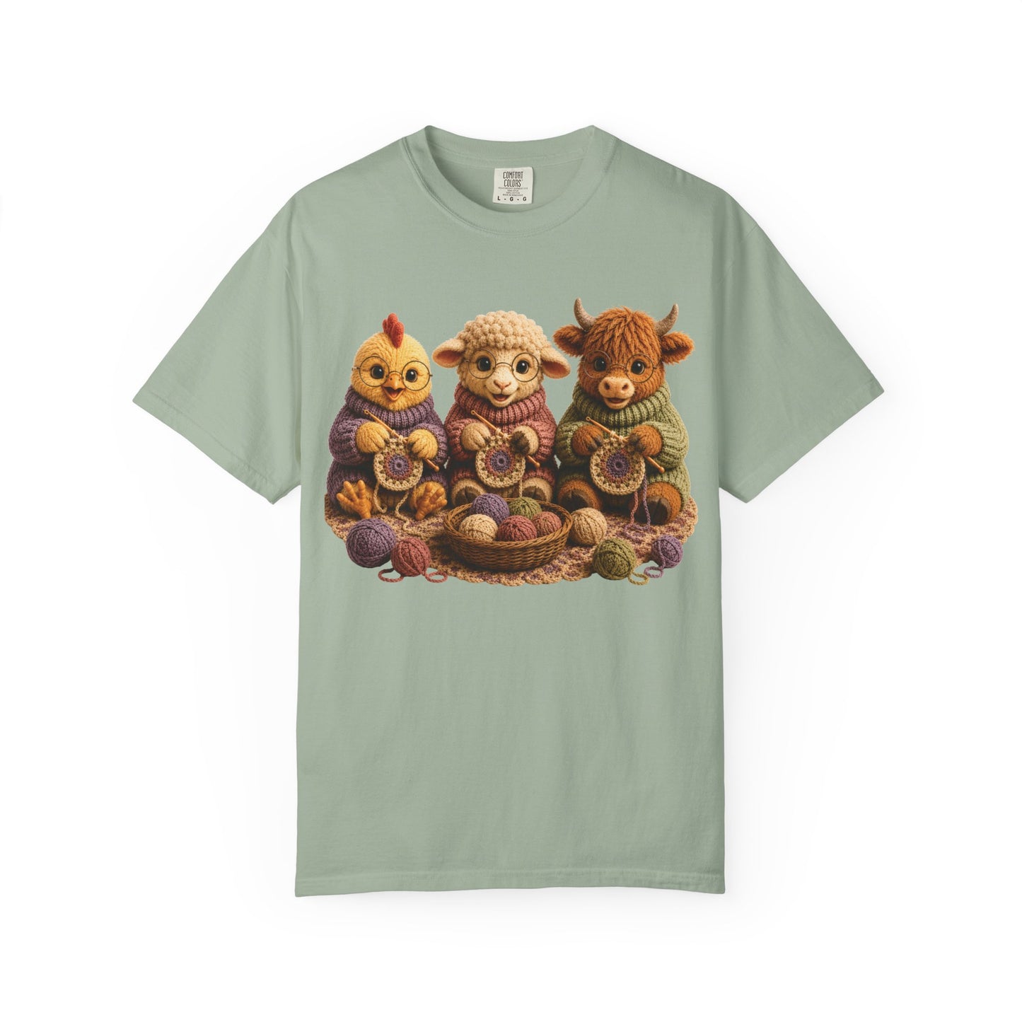 Chicken, Sheep, Hyland Cow Crocheting — Barnyard Stitch Club T-Shirt